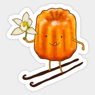 mignon cannelé sur des skis de vanille Sticker